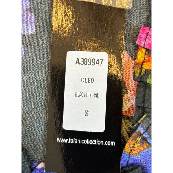 NWT Tolani Collection Cleo Top Black Floral Long Sleeve Ruffle Neck Shirt SMALL - Picture 6 of 9